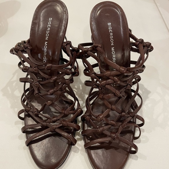 Sigerson Morrison Brown Caged Heels - Picture 2 of 7